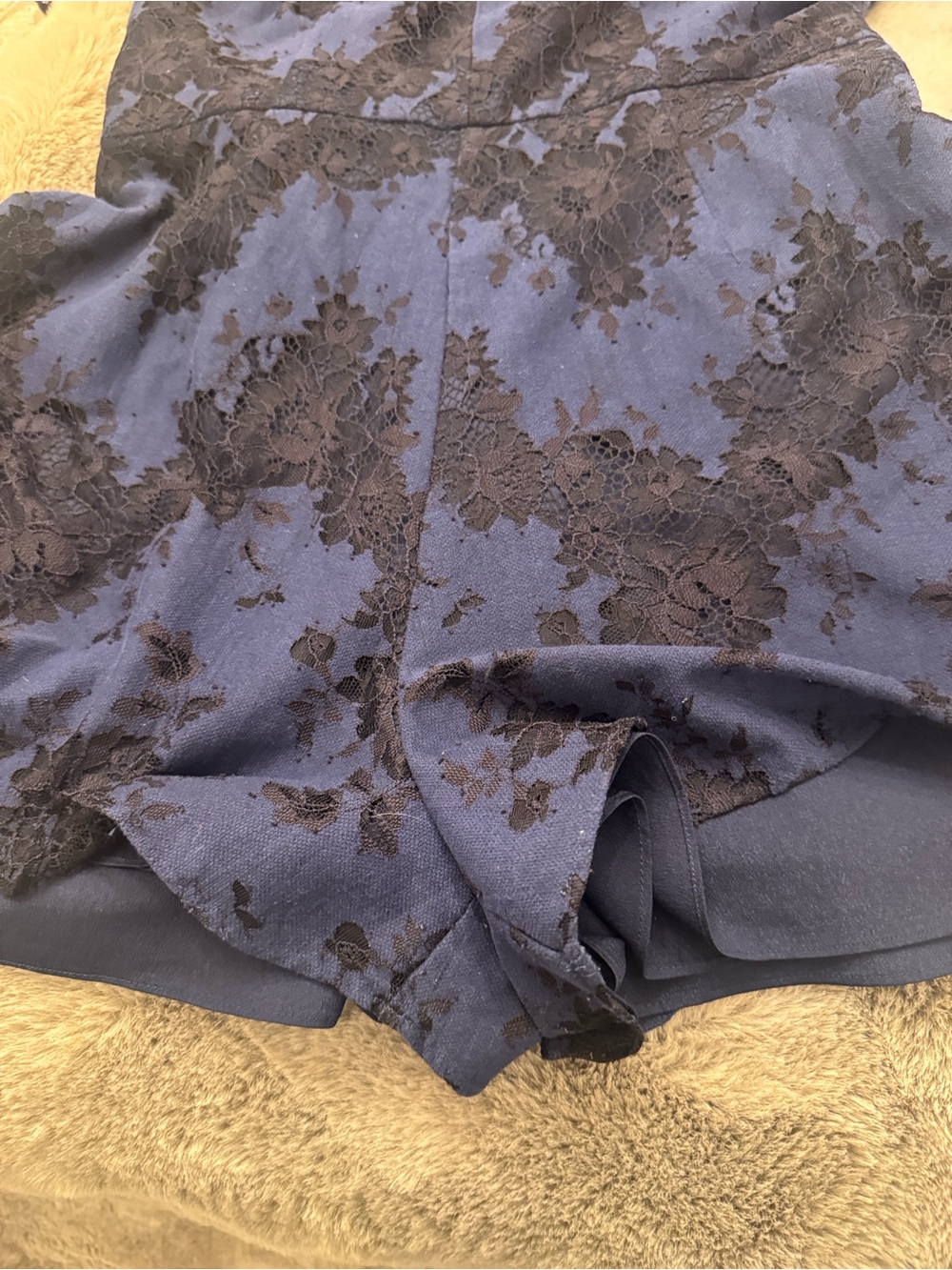 KEEPSAKE “This Love Playsuit “Navy Blue Romper with Black Lace Overlay - Picture 8 of 8